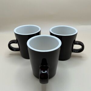 Crate & Barrel Set of 3 Demitasse Espresso Cups Espresso Brown White